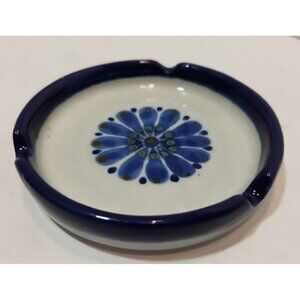 Vtg Ken Edwards El Palomar Guadalajara Blue 4" Ashtray Signed Cobalt Blue & Grey
